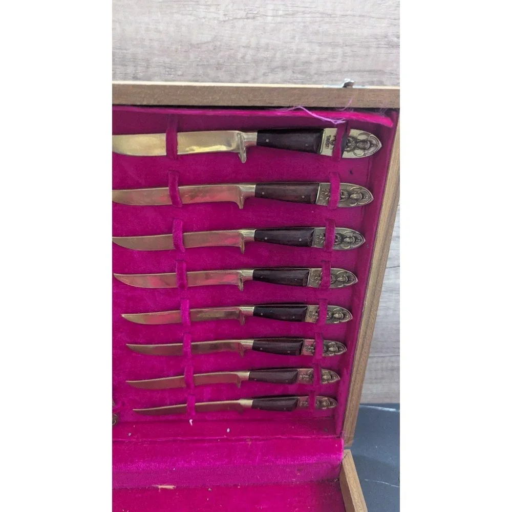Vintage Sammy's Gems Thailand Bronze Wood Flatware Set 29 Pc‎ MCM Boho Luxury